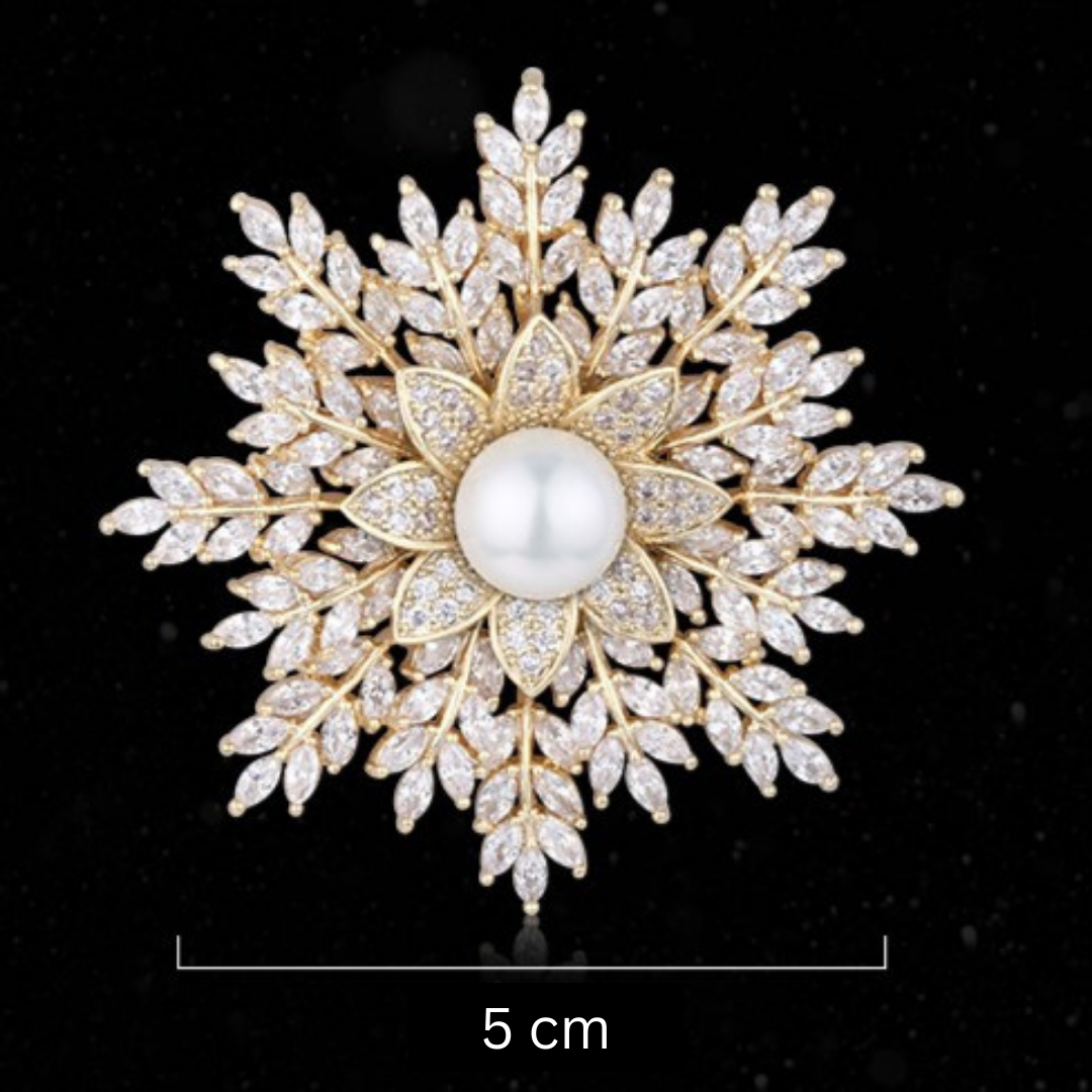 Broche Flocon de Neige avec Perle - Éternelle Paris