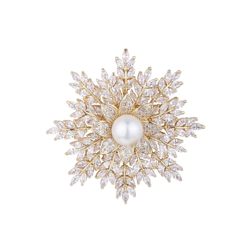 Broche Flocon de Neige avec Perle - Éternelle Paris