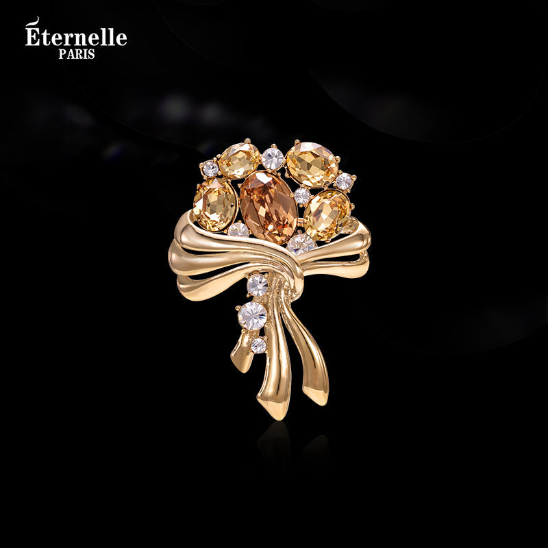 Broche en Cristal Autrichien Champagne - Éternelle Paris