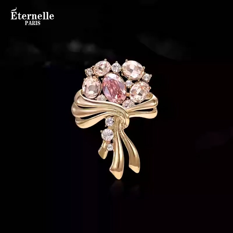 Broche en Cristal Autrichien Champagne - Éternelle Paris