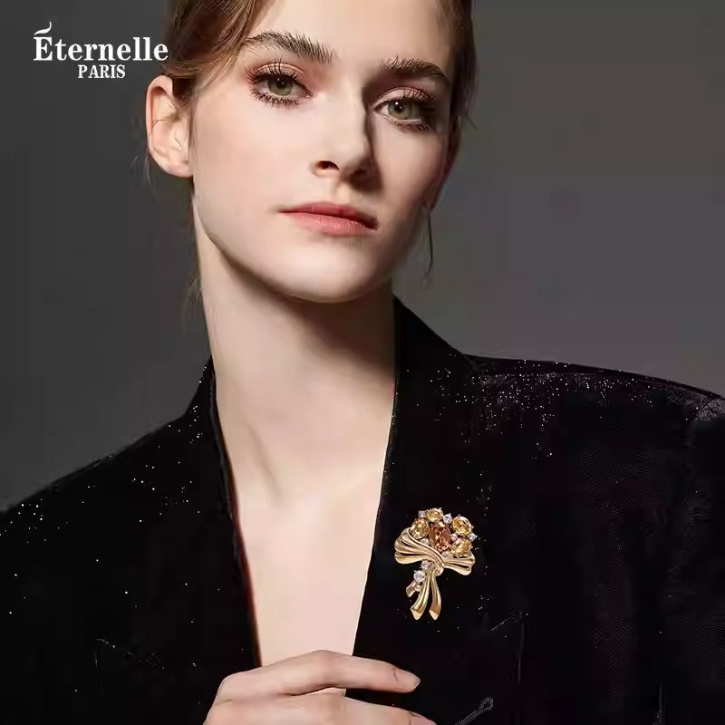 Broche en Cristal Autrichien Champagne - Éternelle Paris