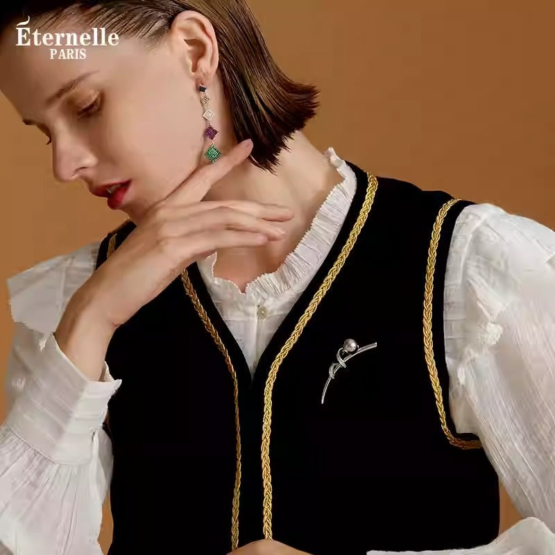 Broche en Titane et Perle - Éternelle Paris