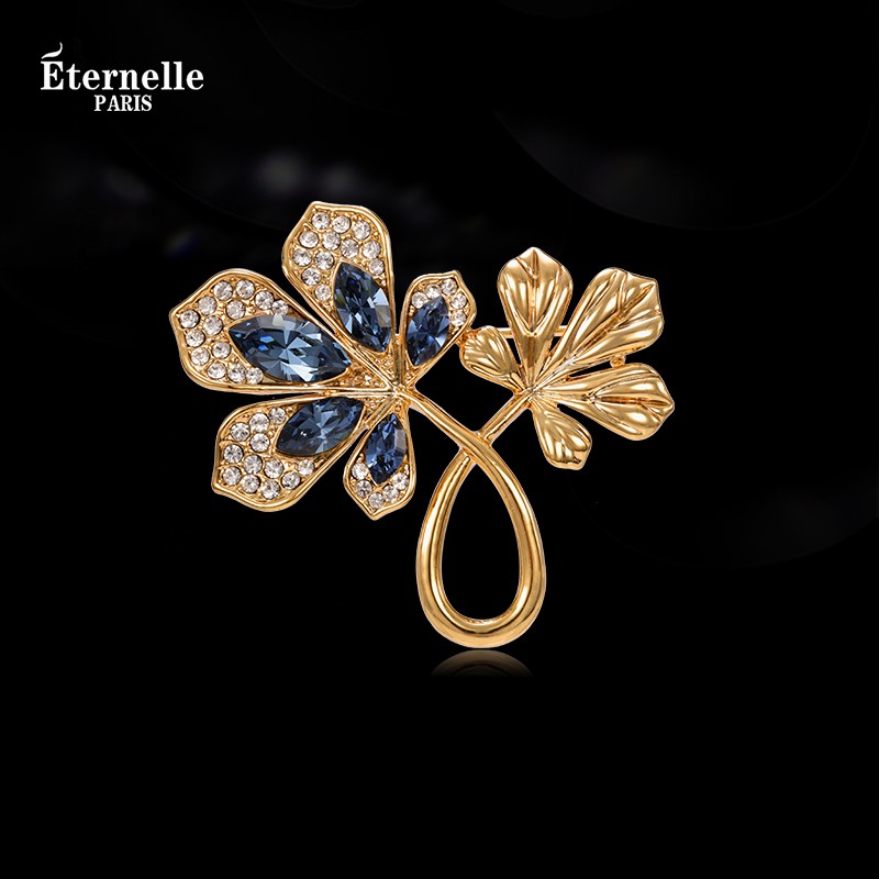 Broche Feuille D'érable en Cristal - Éternelle Paris