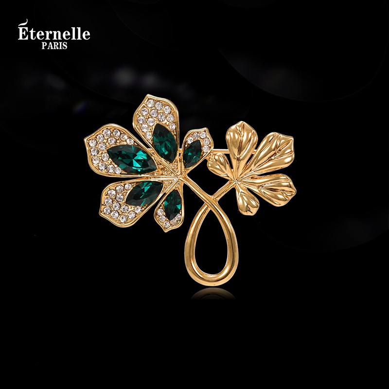 Broche Feuille D'érable en Cristal - Éternelle Paris
