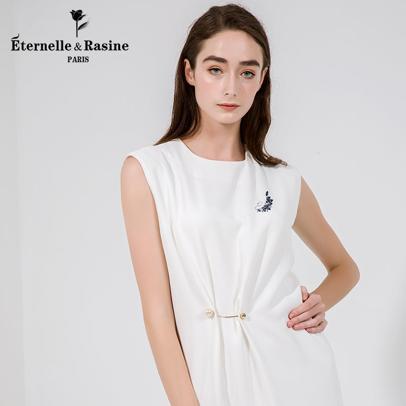 Broche Cygne Cristal Bleu - Éternelle Paris