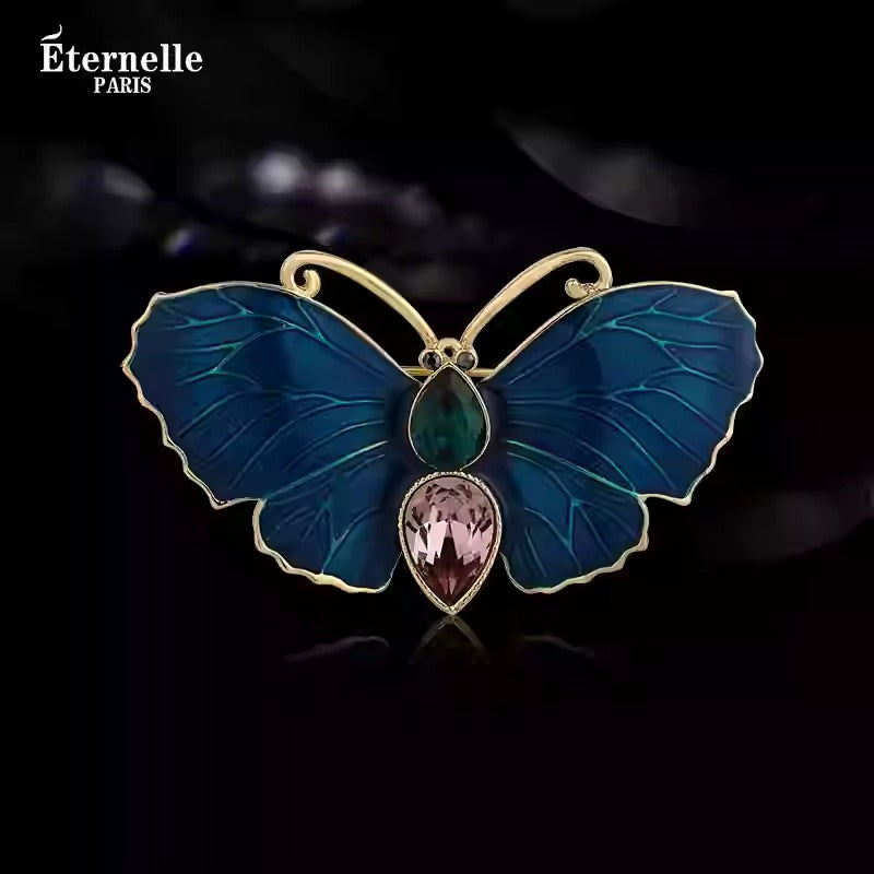 Broche Papillon en Cristal Vintage - Éternelle Paris