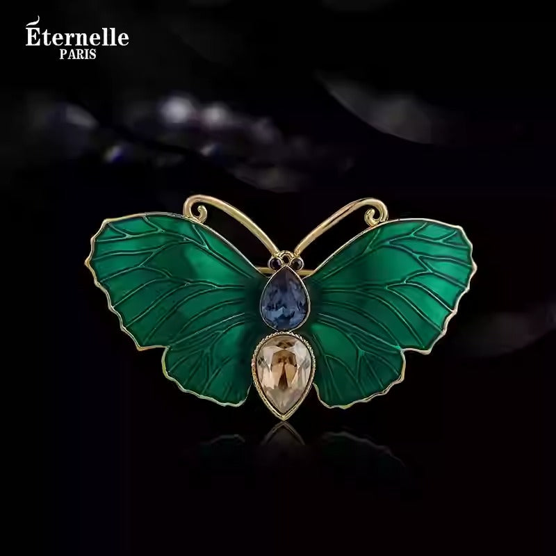 Broche Papillon en Cristal Vintage - Éternelle Paris