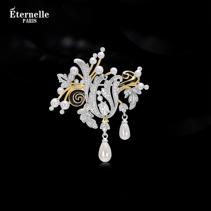Broche Fleur en Perles et Cristaux - Éternelle Paris