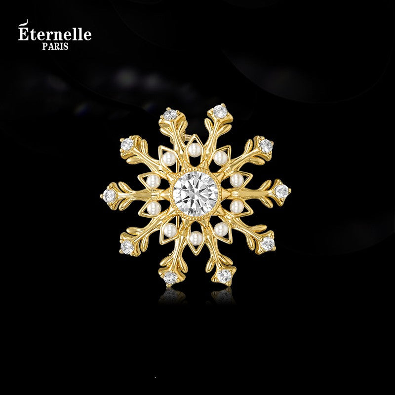 Broche Flocon de Neige Dorée - Éternelle Paris