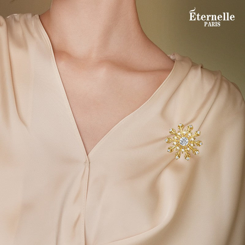 Broche Flocon de Neige Dorée - Éternelle Paris