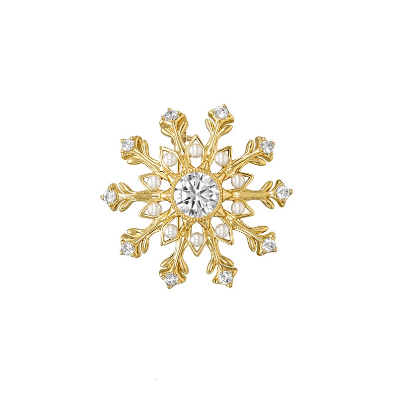 Broche Flocon de Neige Dorée - Éternelle Paris