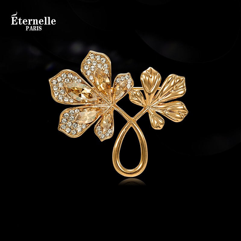 Broche Feuille D'érable en Cristal - Éternelle Paris