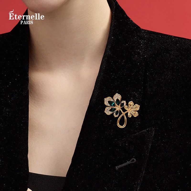 Broche Feuille D'érable en Cristal - Éternelle Paris