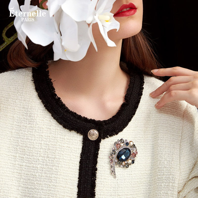 Broche Vintage Avec Cristal Autrichien - Éternelle Paris