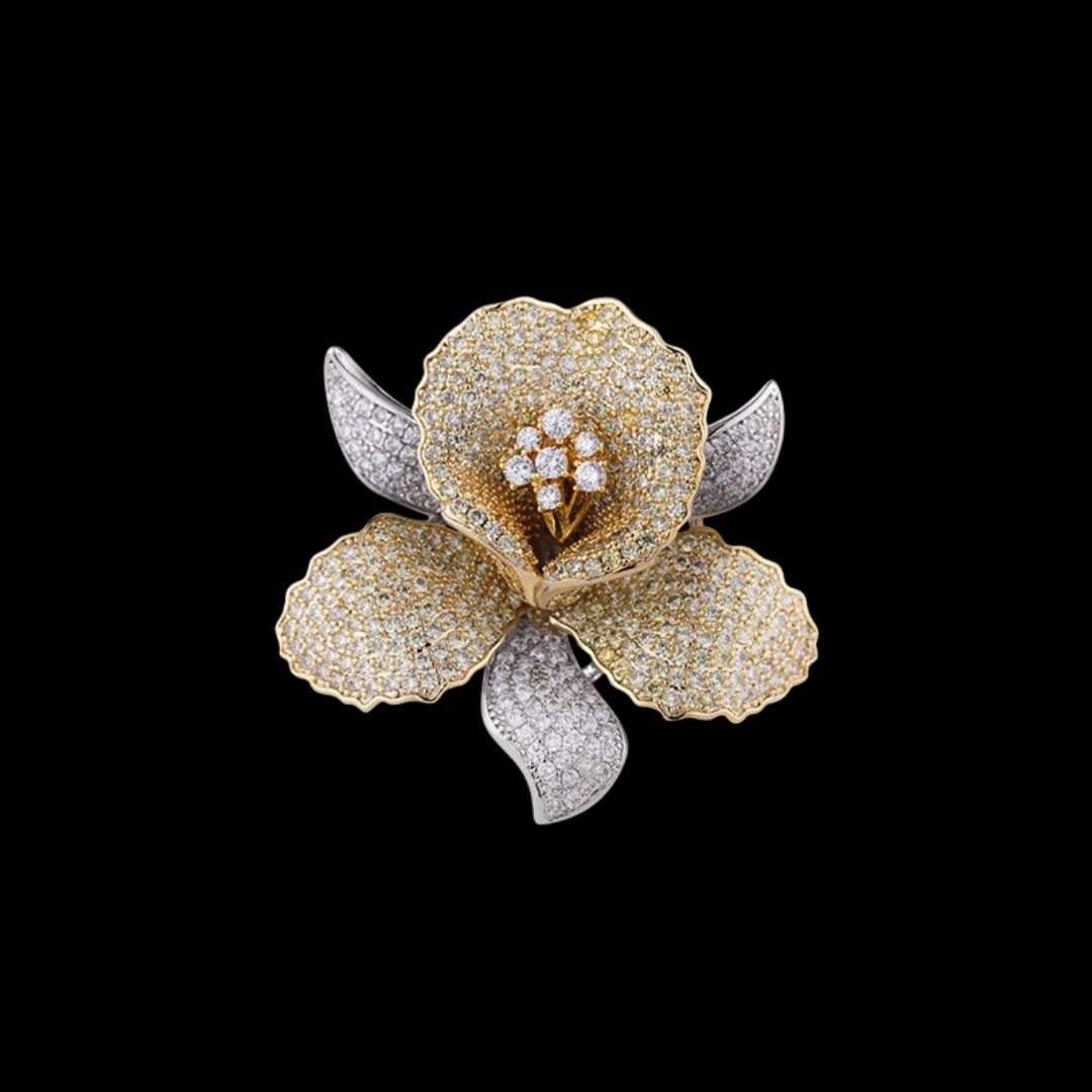 Broche Camélia en Cristaux - Éternelle Paris