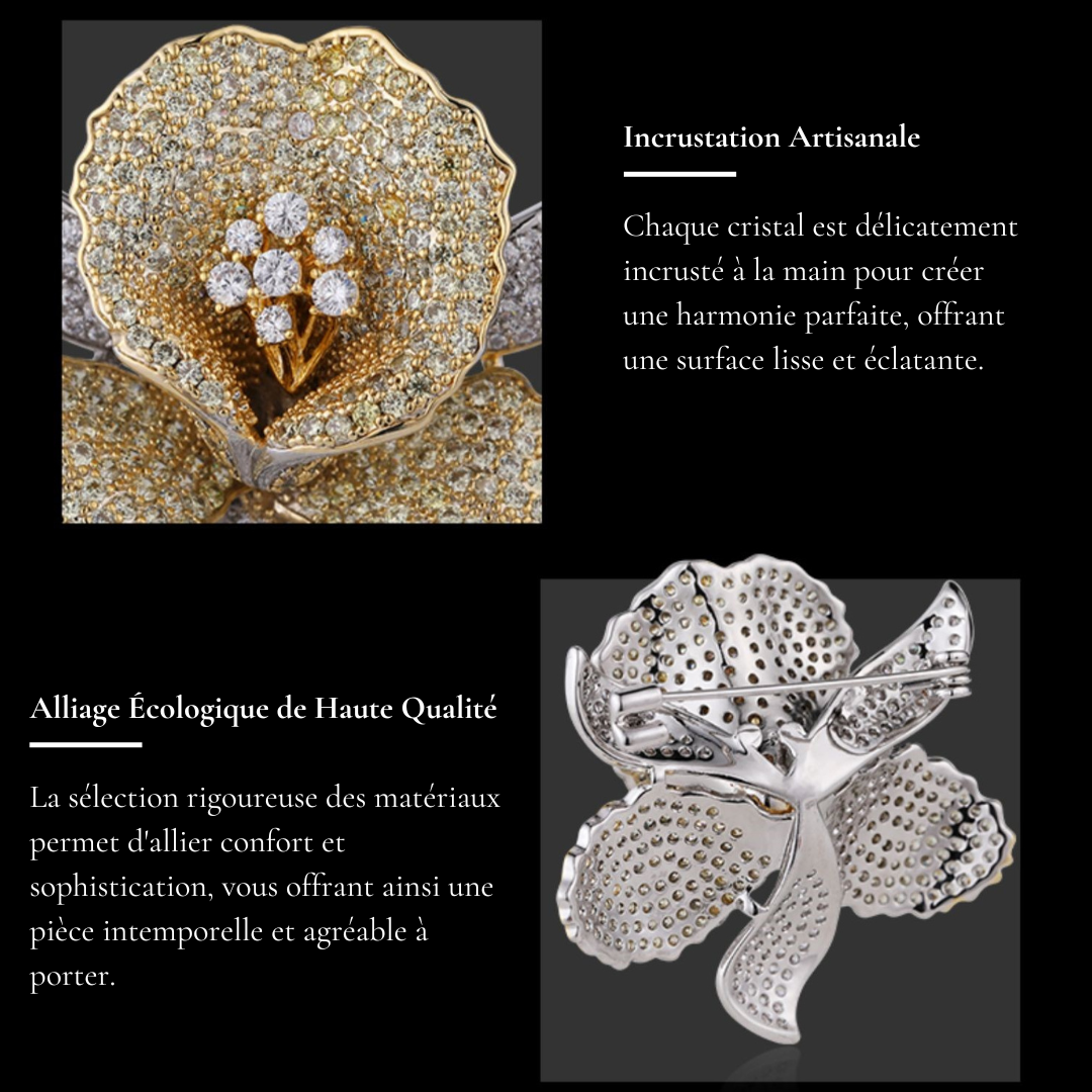 Broche Camélia en Cristaux - Éternelle Paris