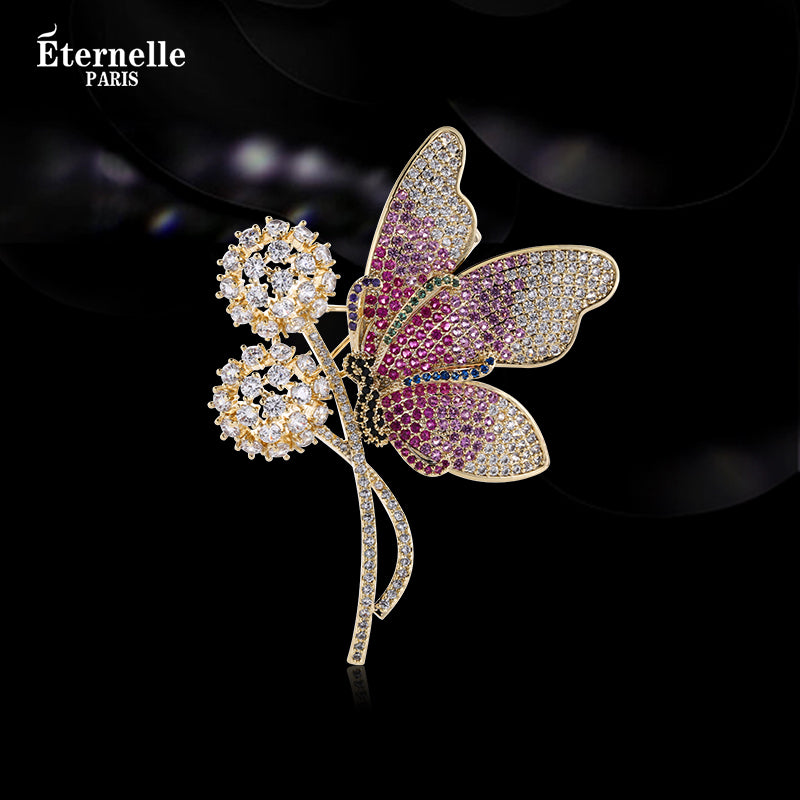 Broche Papillon sur La Fleur - Éternelle Paris
