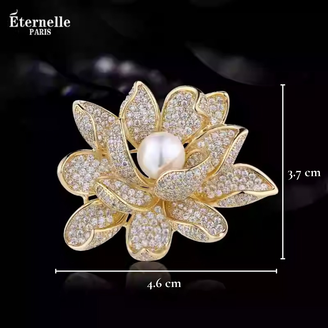 Broche Fleur Dorée Avec Perle - Éternelle Paris