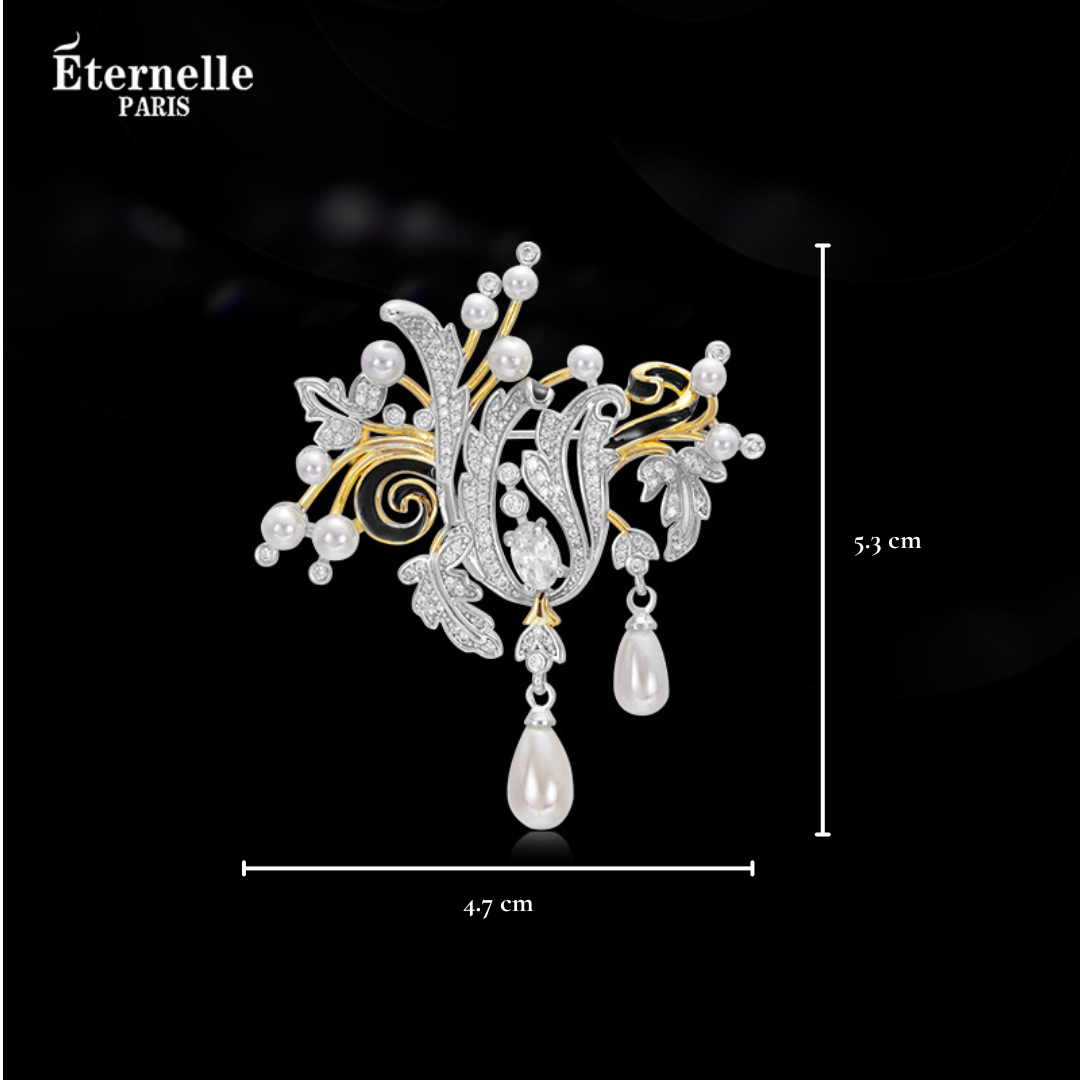 Broche Fleur en Perles et Cristaux - Éternelle Paris