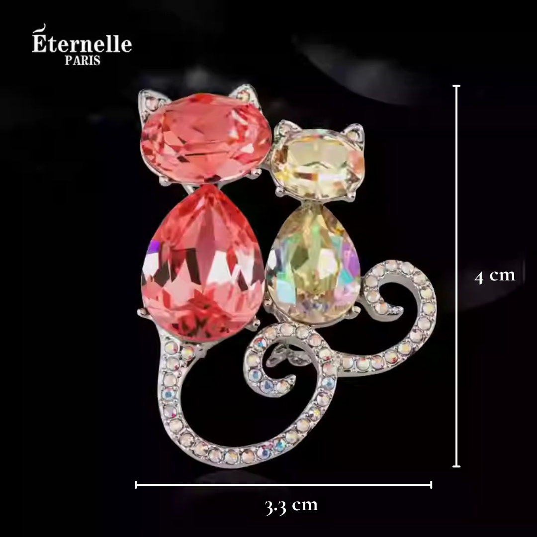 Broche Chats Jumeaux - Élégance Éternelle