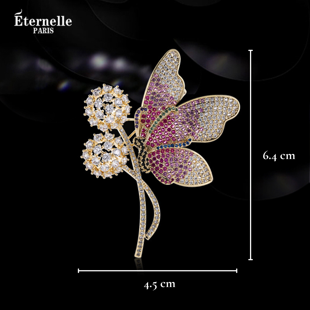 Broche Papillon sur La Fleur - Éternelle Paris