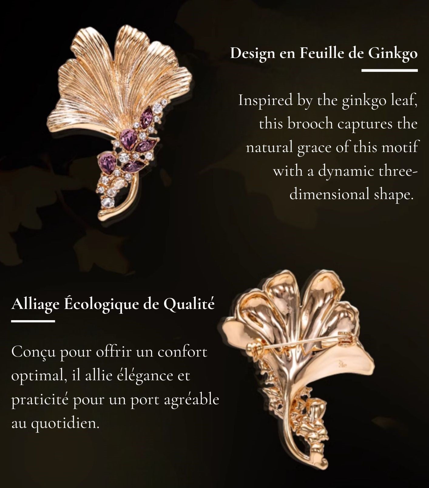 Broche en Feuille de Ginkgo - Éternelle Paris