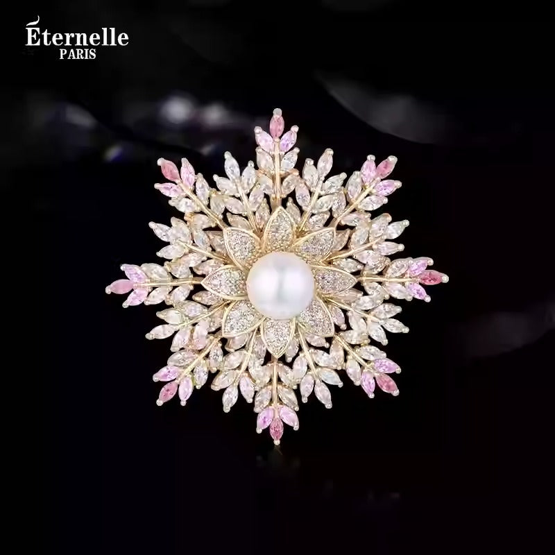Broche Flocon de Neige avec Perle - Éternelle Paris