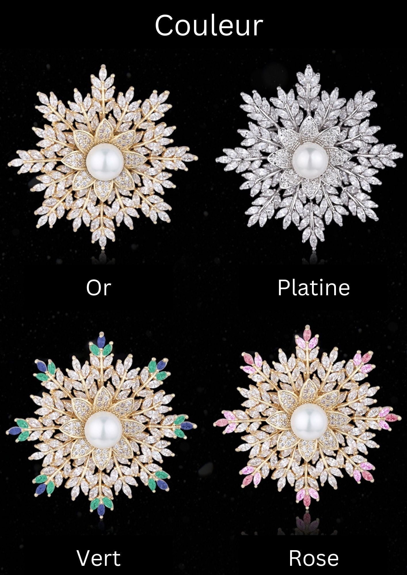 Broche Flocon de Neige avec Perle - Éternelle Paris