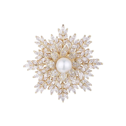 Broche Flocon de Neige avec Perle - Éternelle Paris