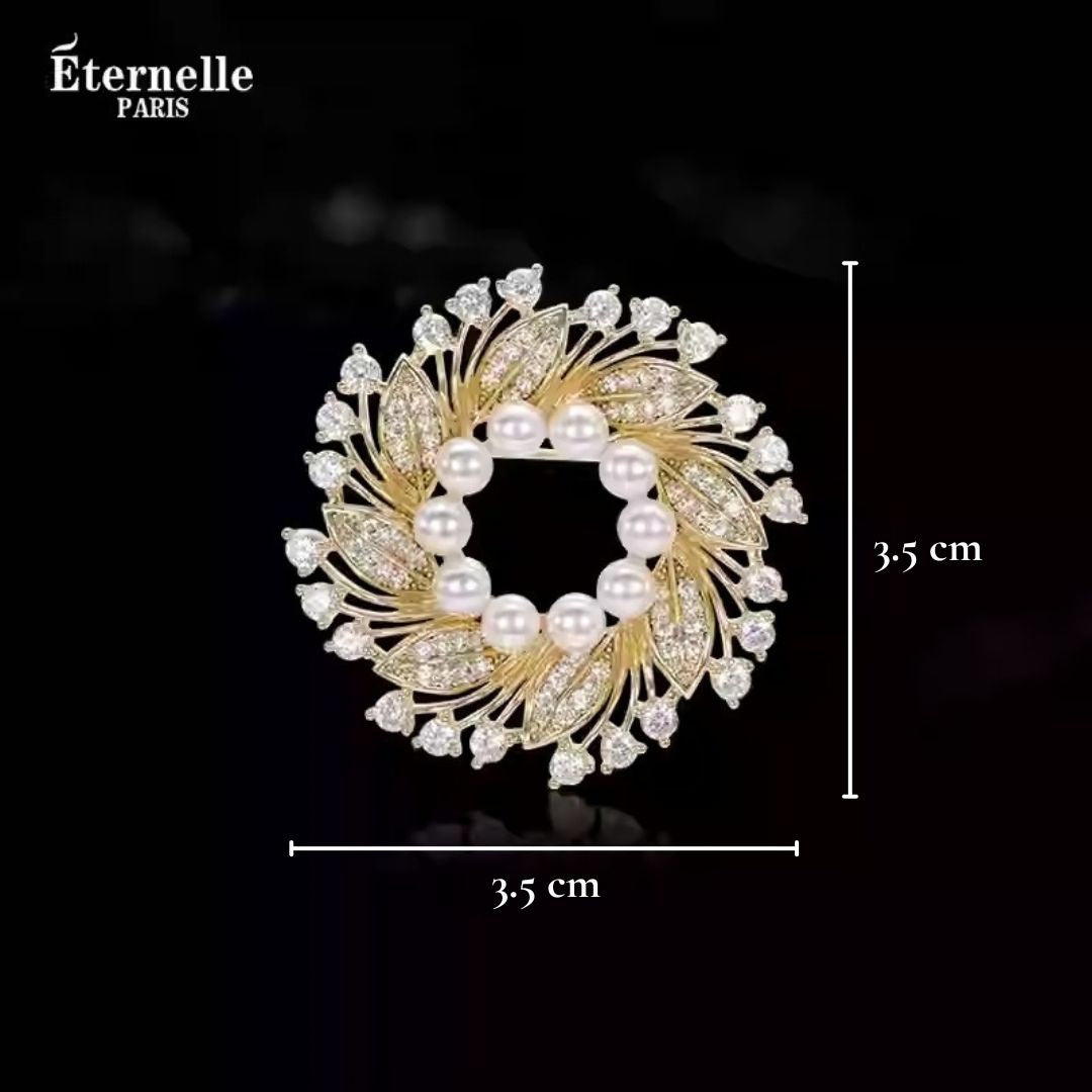 Broche Couronne Florale Dorée - Éternelle Paris